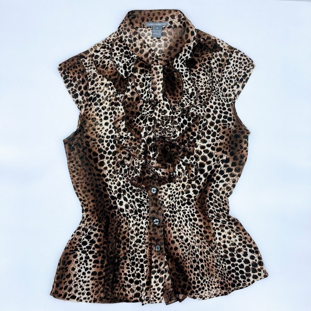 🎉Isabella Rodriguez Animal Print Top w/ Ruffles